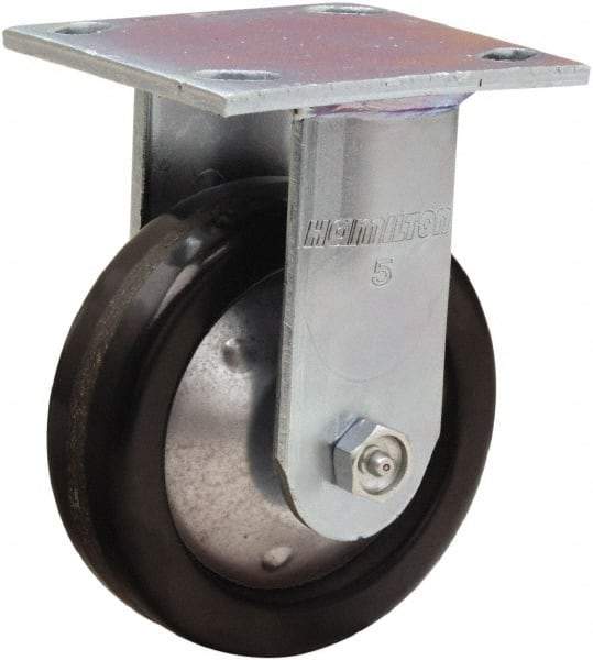 Hamilton - 5" Diam x 1-1/2" Wide x 6-1/2" OAH Top Plate Mount Rigid Caster - Phenolic, 600 Lb Capacity, Straight Roller Bearing, 4 x 4-1/2" Plate - Americas Industrial Supply