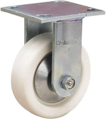 Hamilton - 5" Diam x 1-1/2" Wide x 6-1/2" OAH Top Plate Mount Rigid Caster - Polyolefin, 400 Lb Capacity, Delrin Bearing, 4 x 4-1/2" Plate - Americas Industrial Supply