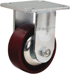Hamilton - 4" Diam x 1-1/2" Wide x 5-5/8" OAH Top Plate Mount Rigid Caster - Cast Iron, 550 Lb Capacity, Straight Roller Bearing, 4 x 4-1/2" Plate - Americas Industrial Supply