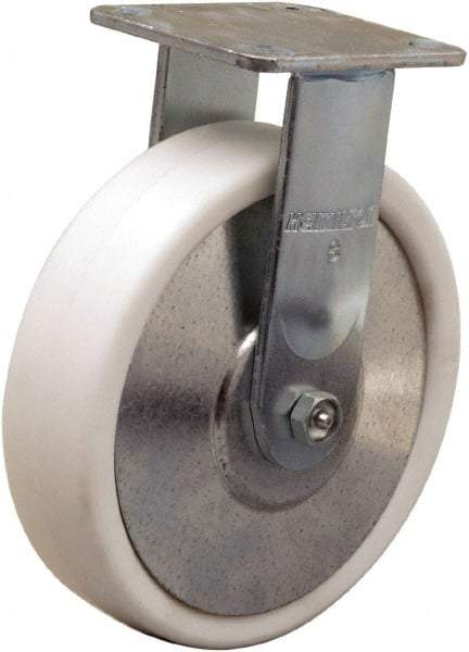 Hamilton - 8" Diam x 2" Wide x 9-1/2" OAH Top Plate Mount Rigid Caster - Polyolefin, 900 Lb Capacity, Delrin Bearing, 4 x 4-1/2" Plate - Americas Industrial Supply