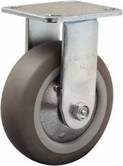 Hamilton - 6" Diam x 2" Wide x 7-1/2" OAH Top Plate Mount Rigid Caster - Rubber Mold on Polyolefin, 410 Lb Capacity, Straight Roller Bearing, 4 x 4-1/2" Plate - Americas Industrial Supply