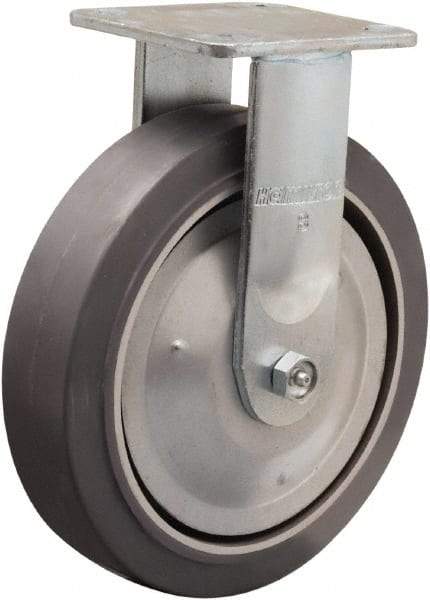 Hamilton - 8" Diam x 2" Wide x 9-1/2" OAH Top Plate Mount Rigid Caster - Rubber Mold on Aluminum, 500 Lb Capacity, Straight Roller Bearing, 4 x 4-1/2" Plate - Americas Industrial Supply