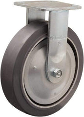 Hamilton - 8" Diam x 2" Wide x 9-1/2" OAH Top Plate Mount Rigid Caster - Rubber Mold on Aluminum, 500 Lb Capacity, Straight Roller Bearing, 4 x 4-1/2" Plate - Americas Industrial Supply