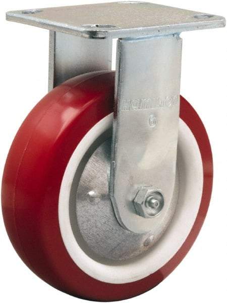 Hamilton - 6" Diam x 2" Wide x 7-1/2" OAH Top Plate Mount Rigid Caster - Polyurethane Mold on Polypropylene, 900 Lb Capacity, Straight Roller Bearing, 4 x 4-1/2" Plate - Americas Industrial Supply