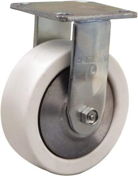 Hamilton - 6" Diam x 2" Wide x 7-1/2" OAH Top Plate Mount Rigid Caster - Polyolefin, 750 Lb Capacity, Delrin Bearing, 4 x 4-1/2" Plate - Americas Industrial Supply