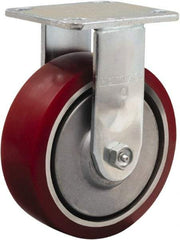 Hamilton - 6" Diam x 2" Wide x 7-1/2" OAH Top Plate Mount Rigid Caster - Polyurethane on Aluminum, 900 Lb Capacity, Straight Roller Bearing, 4 x 4-1/2" Plate - Americas Industrial Supply