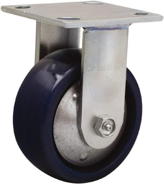 Hamilton - 5" Diam x 2" Wide x 6-1/2" OAH Top Plate Mount Rigid Caster - Polyurethane, 900 Lb Capacity, Sealed Precision Ball Bearing, 4 x 4-1/2" Plate - Americas Industrial Supply