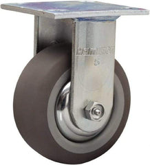 Hamilton - 5" Diam x 2" Wide x 6-1/2" OAH Top Plate Mount Rigid Caster - Rubber Mold on Polyolefin, 350 Lb Capacity, Straight Roller Bearing, 4 x 4-1/2" Plate - Americas Industrial Supply
