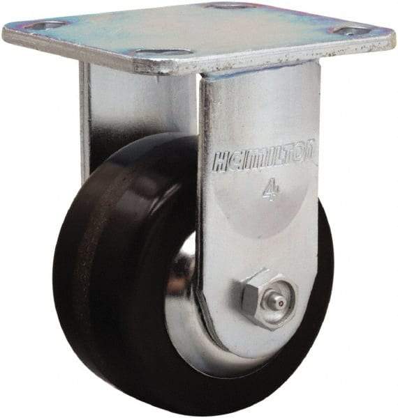 Hamilton - 4" Diam x 2" Wide x 5-5/8" OAH Top Plate Mount Rigid Caster - Phenolic, 800 Lb Capacity, Straight Roller Bearing, 4 x 4-1/2" Plate - Americas Industrial Supply