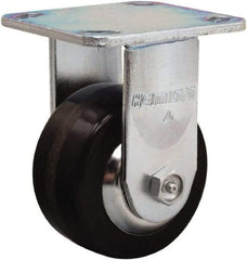 Hamilton - 4" Diam x 2" Wide x 5-5/8" OAH Top Plate Mount Rigid Caster - Phenolic, 800 Lb Capacity, Straight Roller Bearing, 4 x 4-1/2" Plate - Americas Industrial Supply