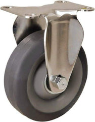 Hamilton - 4" Diam x 1-3/8" Wide x 5-1/8" OAH Top Plate Mount Rigid Caster - Rubber Mold on Polyolefin, 250 Lb Capacity, Delrin Bearing, 2-3/8 x 3-5/8" Plate - Americas Industrial Supply