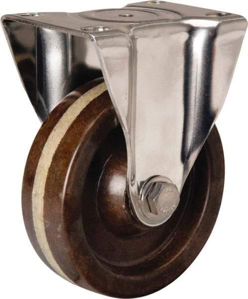 Hamilton - 4" Diam x 1-1/4" Wide x 5-1/8" OAH Top Plate Mount Rigid Caster - Phenolic, 300 Lb Capacity, Plain Bore Bearing, 2-3/8 x 3-5/8" Plate - Americas Industrial Supply