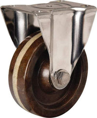 Hamilton - 4" Diam x 1-1/4" Wide x 5-1/8" OAH Top Plate Mount Rigid Caster - Phenolic, 300 Lb Capacity, Plain Bore Bearing, 2-3/8 x 3-5/8" Plate - Americas Industrial Supply