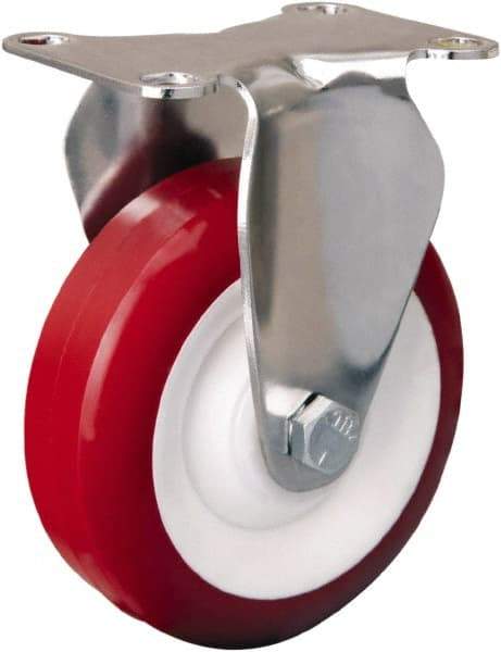 Hamilton - 4" Diam x 1-3/8" Wide x 5-1/8" OAH Top Plate Mount Rigid Caster - Polyurethane Mold on Polypropylene, 325 Lb Capacity, Delrin Bearing, 2-3/8 x 3-5/8" Plate - Americas Industrial Supply