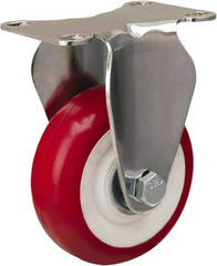 Hamilton - 3-1/2" Diam x 1-3/8" Wide x 4-7/8" OAH Top Plate Mount Rigid Caster - Polyurethane Mold on Polypropylene, 325 Lb Capacity, Delrin Bearing, 2-3/8 x 3-5/8" Plate - Americas Industrial Supply
