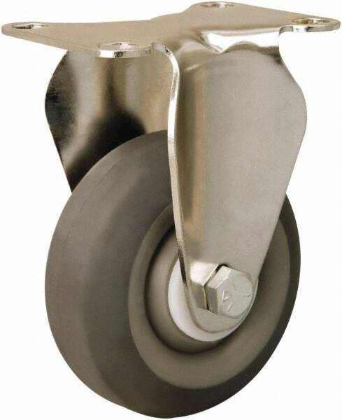 Hamilton - 3-1/2" Diam x 1-3/8" Wide x 4-7/8" OAH Top Plate Mount Rigid Caster - Rubber Mold on Polyolefin, 240 Lb Capacity, Delrin Bearing, 2-3/8 x 3-5/8" Plate - Americas Industrial Supply