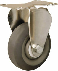 Hamilton - 3-1/2" Diam x 1-3/8" Wide x 4-7/8" OAH Top Plate Mount Rigid Caster - Rubber Mold on Polyolefin, 240 Lb Capacity, Delrin Bearing, 2-3/8 x 3-5/8" Plate - Americas Industrial Supply