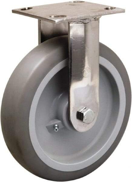 Hamilton - 8" Diam x 2" Wide x 9-1/2" OAH Top Plate Mount Rigid Caster - Rubber Mold on Polyolefin, 500 Lb Capacity, Delrin Bearing, 3-3/4 x 4-1/2" Plate - Americas Industrial Supply