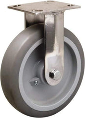 Hamilton - 8" Diam x 2" Wide x 9-1/2" OAH Top Plate Mount Rigid Caster - Rubber Mold on Polyolefin, 500 Lb Capacity, Delrin Bearing, 3-3/4 x 4-1/2" Plate - Americas Industrial Supply