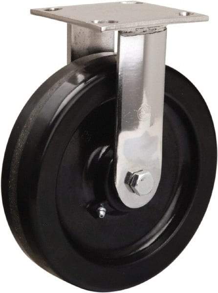 Hamilton - 8" Diam x 2" Wide x 9-1/2" OAH Top Plate Mount Rigid Caster - Phenolic, 800 Lb Capacity, Delrin Bearing, 3-3/4 x 4-1/2" Plate - Americas Industrial Supply
