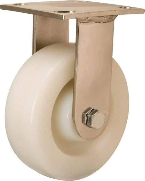 Hamilton - 6" Diam x 2" Wide x 7-1/2" OAH Top Plate Mount Rigid Caster - Nylon, 500 Lb Capacity, Stainless Steel Precision Ball Bearing, 3-3/4 x 4-1/2" Plate - Americas Industrial Supply