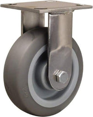 Hamilton - 6" Diam x 2" Wide x 7-1/2" OAH Top Plate Mount Rigid Caster - Rubber Mold on Polyolefin, 410 Lb Capacity, Delrin Bearing, 3-3/4 x 4-1/2" Plate - Americas Industrial Supply
