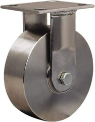 Hamilton - 6" Diam x 2" Wide x 7-1/2" OAH Top Plate Mount Rigid Caster - Forged Steel, 800 Lb Capacity, Delrin Bearing, 3-3/4 x 4-1/2" Plate - Americas Industrial Supply