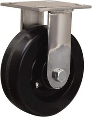 Hamilton - 6" Diam x 2" Wide x 7-1/2" OAH Top Plate Mount Rigid Caster - Phenolic, 800 Lb Capacity, Delrin Bearing, 3-3/4 x 4-1/2" Plate - Americas Industrial Supply