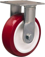 Hamilton - 6" Diam x 2" Wide x 7-1/2" OAH Top Plate Mount Rigid Caster - Polyurethane Mold on Polypropylene, 800 Lb Capacity, Delrin Bearing, 3-3/4 x 4-1/2" Plate - Americas Industrial Supply