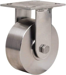 Hamilton - 5" Diam x 2" Wide x 6-1/2" OAH Top Plate Mount Rigid Caster - Forged Steel, 800 Lb Capacity, Plain Bore Bearing, 3-3/4 x 4-1/2" Plate - Americas Industrial Supply
