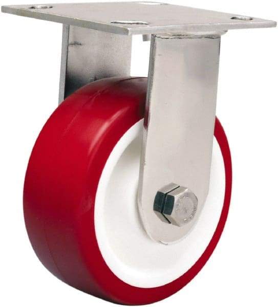 Hamilton - 5" Diam x 2" Wide x 6-1/2" OAH Top Plate Mount Rigid Caster - Polyurethane Mold on Polypropylene, 800 Lb Capacity, Delrin Bearing, 3-3/4 x 4-1/2" Plate - Americas Industrial Supply