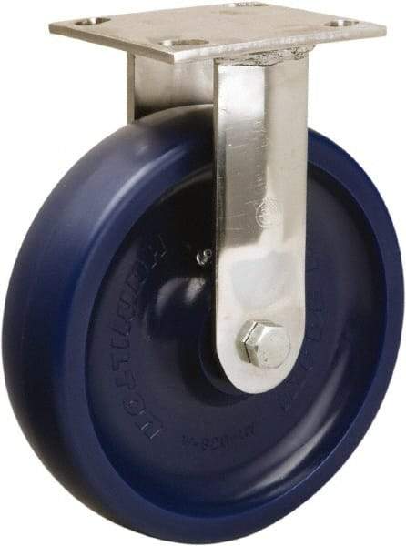 Hamilton - 8" Diam x 2" Wide x 9-1/2" OAH Top Plate Mount Rigid Caster - Polyurethane, 800 Lb Capacity, Delrin Bearing, 3-3/4 x 4-1/2" Plate - Americas Industrial Supply
