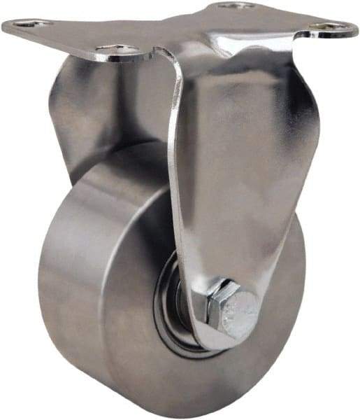 Hamilton - 3" Diam x 1-3/8" Wide x 4-5/8" OAH Top Plate Mount Rigid Caster - Forged Steel, 325 Lb Capacity, Stainless Steel Precision Ball Bearing, 2-3/8 x 3-5/8" Plate - Americas Industrial Supply
