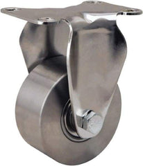 Hamilton - 3" Diam x 1-3/8" Wide x 4-5/8" OAH Top Plate Mount Rigid Caster - Forged Steel, 325 Lb Capacity, Stainless Steel Precision Ball Bearing, 2-3/8 x 3-5/8" Plate - Americas Industrial Supply