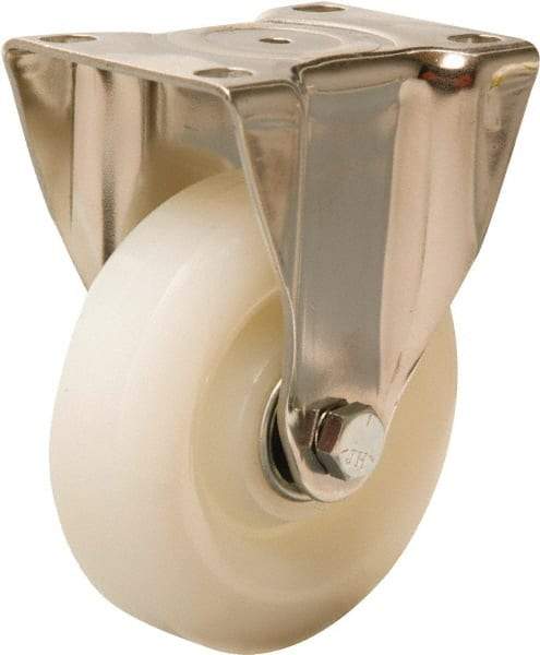 Hamilton - 4" Diam x 1-1/4" Wide x 5-1/8" OAH Top Plate Mount Rigid Caster - Nylon, 325 Lb Capacity, Plain Bore Bearing, 2-3/8 x 3-5/8" Plate - Americas Industrial Supply