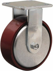 Hamilton - 6" Diam x 2" Wide x 7-1/2" OAH Top Plate Mount Rigid Caster - Cast Iron, 800 Lb Capacity, Sealed Precision Ball Bearing, 4 x 4-1/2" Plate - Americas Industrial Supply