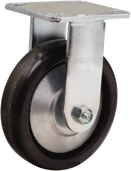 Hamilton - 6" Diam x 1-1/2" Wide x 7-1/2" OAH Top Plate Mount Rigid Caster - Phenolic, 800 Lb Capacity, Straight Roller Bearing, 4 x 4-1/2" Plate - Americas Industrial Supply