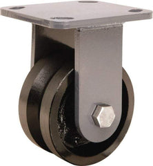 Hamilton - 4" Diam x 2" Wide, Iron Rigid Caster - 800 Lb Capacity, Top Plate Mount, 4" x 4-1/2" Plate, Straight Roller Bearing - Americas Industrial Supply