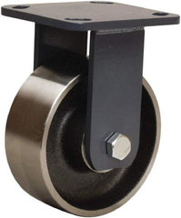 Hamilton - 5" Diam x 2" Wide x 6-1/2" OAH Top Plate Mount Rigid Caster - Forged Steel, 2,000 Lb Capacity, Sealed Precision Ball Bearing, 4 x 4-1/2" Plate - Americas Industrial Supply