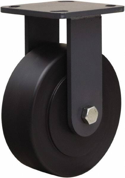 Hamilton - 6" Diam x 2" Wide x 7-1/2" OAH Top Plate Mount Rigid Caster - Nylon, 2,000 Lb Capacity, Sealed Precision Ball Bearing, 4 x 4-1/2" Plate - Americas Industrial Supply