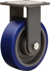 Hamilton - 6" Diam x 2" Wide x 7-1/2" OAH Top Plate Mount Rigid Caster - Polyurethane Mold onto Cast Iron Center, 960 Lb Capacity, Tapered Roller Bearing, 4 x 4-1/2" Plate - Americas Industrial Supply