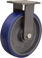 Hamilton - 8" Diam x 2" Wide x 9-1/2" OAH Top Plate Mount Rigid Caster - Polyurethane Mold onto Cast Iron Center, 1,200 Lb Capacity, Tapered Roller Bearing, 4 x 4-1/2" Plate - Americas Industrial Supply