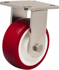 Hamilton - 5" Diam x 2" Wide x 6-1/2" OAH Top Plate Mount Rigid Caster - Polyurethane Mold on Polypropylene, 1,000 Lb Capacity, Delrin Bearing, 4 x 4-1/2" Plate - Americas Industrial Supply