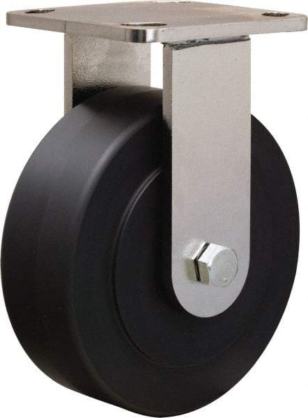 Hamilton - 6" Diam x 2" Wide x 7-1/2" OAH Top Plate Mount Rigid Caster - Nylon, 1,600 Lb Capacity, Stainless Steel Double Shielded Precision Ball Bearing, 4 x 4-1/2" Plate - Americas Industrial Supply