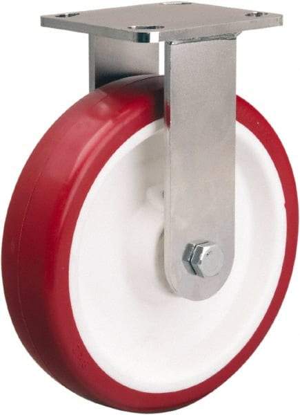 Hamilton - 8" Diam x 2" Wide x 9-1/2" OAH Top Plate Mount Rigid Caster - Polyurethane Mold on Polypropylene, 1,000 Lb Capacity, Delrin Bearing, 4 x 4-1/2" Plate - Americas Industrial Supply