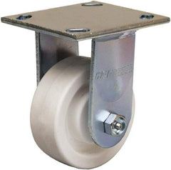 Hamilton - 4" Diam x 1-1/2" Wide x 5-5/8" OAH Top Plate Mount Rigid Caster - Polyolefin, 400 Lb Capacity, Delrin Bearing, 4 x 4-1/2" Plate - Americas Industrial Supply