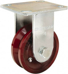 Hamilton - 4" Diam x 1-1/2" Wide, Iron Rigid Caster - 550 Lb Capacity, Top Plate Mount, 4" x 4-1/2" Plate, Straight Roller Bearing - Americas Industrial Supply