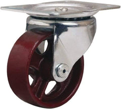 Hamilton - 4" Diam x 1-1/2" Wide x 5" OAH Top Plate Mount Swivel Caster - Cast Iron, 375 Lb Capacity, Plain Bore Bearing, 4 x 5-1/8" Plate - Americas Industrial Supply