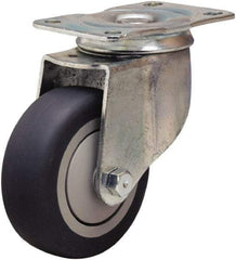Hamilton - 3-1/2" Diam x 1-3/8" Wide x 4-13/16" OAH Top Plate Mount Swivel Caster - Rubber Mold on Polyolefin, 240 Lb Capacity, Precision Ball Bearing, 2-1/2 x 3-3/4" Plate - Americas Industrial Supply