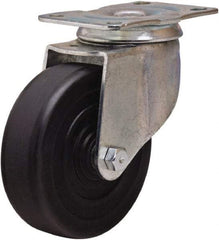 Hamilton - 4" Diam x 1-1/4" Wide x 5" OAH Top Plate Mount Swivel Caster - Hard Rubber, 250 Lb Capacity, Self-Lubricating Bearing, 2-1/2 x 3-3/4" Plate - Americas Industrial Supply